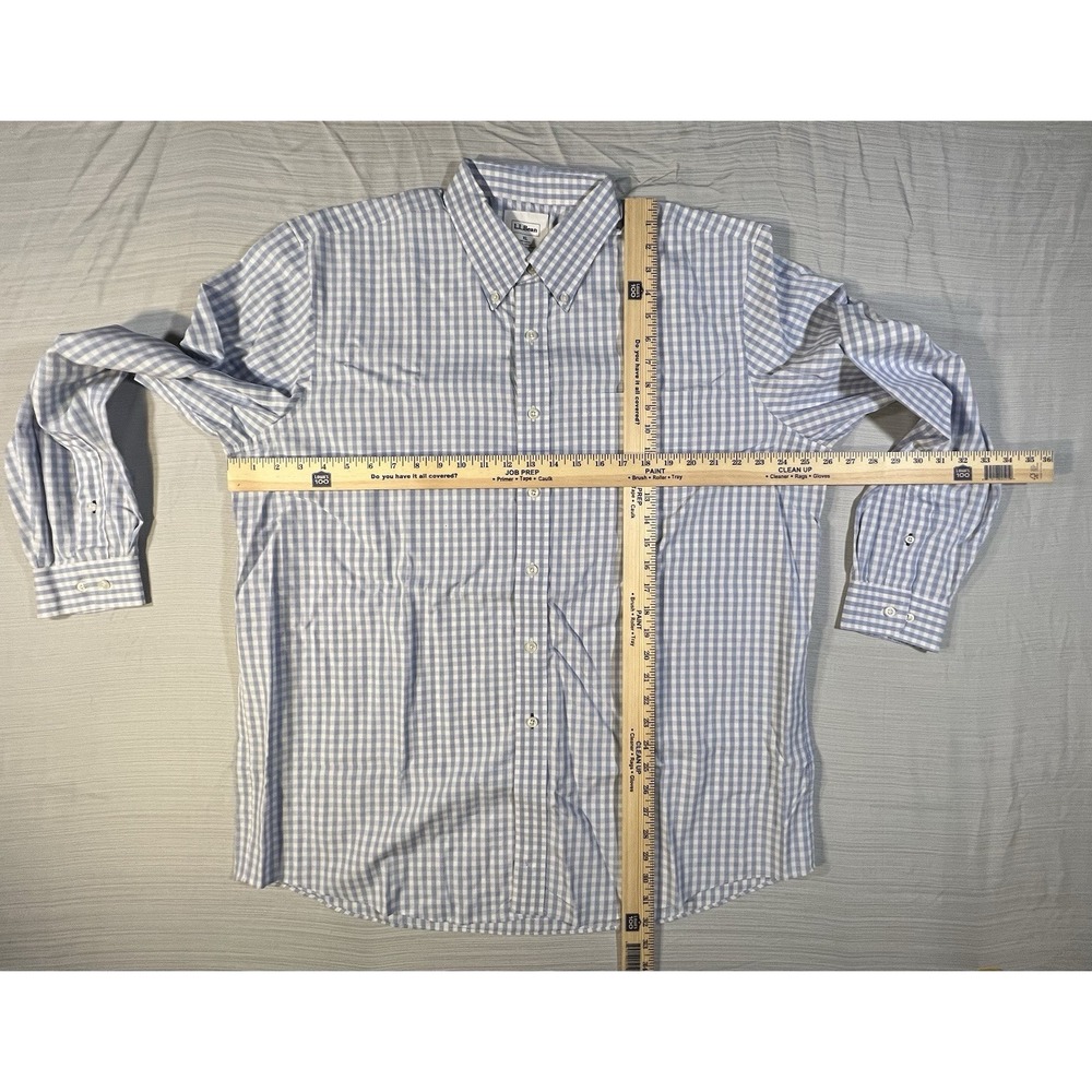 L.L. Bean Shirt Mens Large Blue Check Long Sleeve Pocket Button Up SIZE XL - Picture 3 of 9